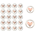 Rose Golden Heart Polypropylene Glitter Stickers 20's